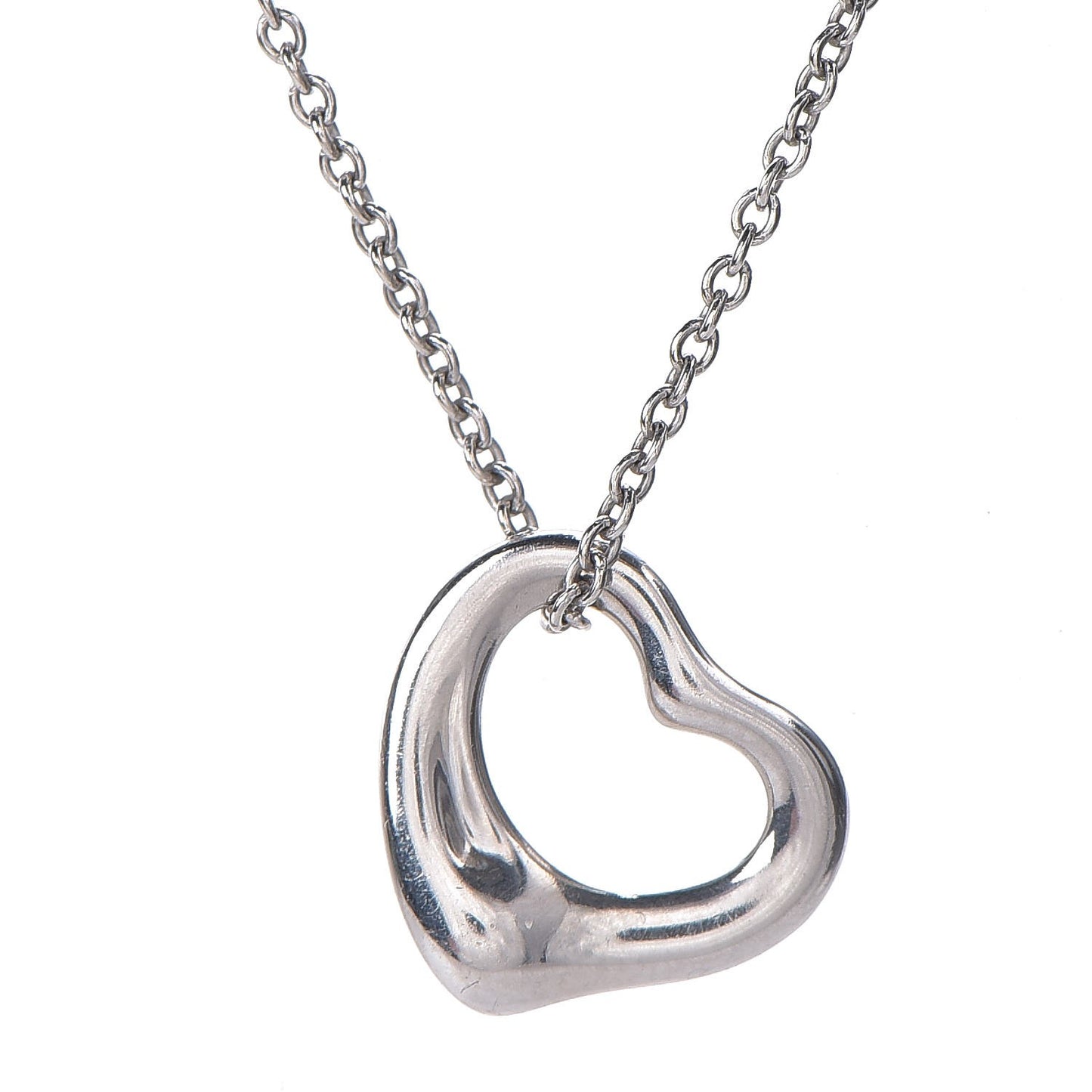 Platinum Elsa Peretti Open Heart Pendant Necklace