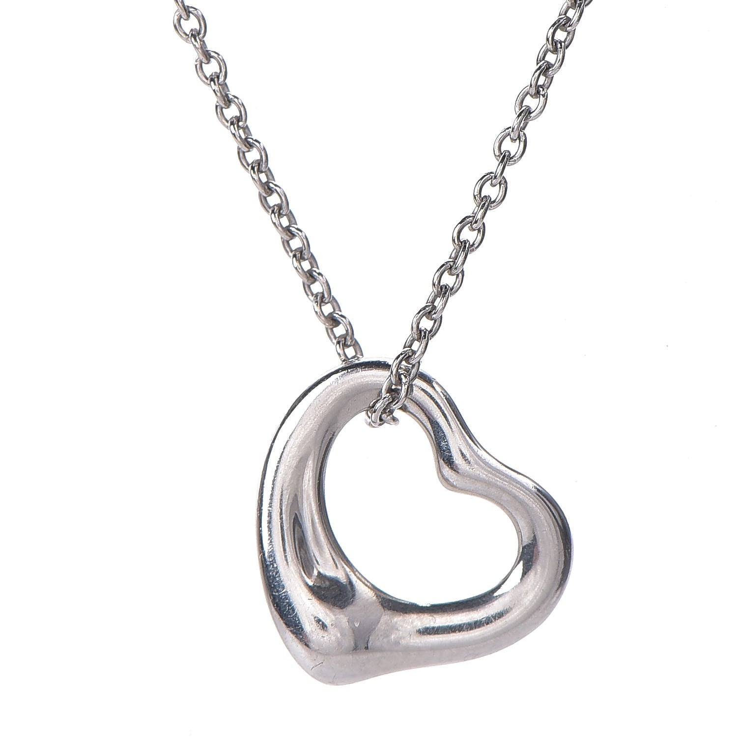 Tiffany Platinum Elsa Peretti Open Heart Pendant Necklace 4 of 10