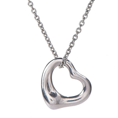 Tiffany Platinum Elsa Peretti Open Heart Pendant Necklace 4 of 10