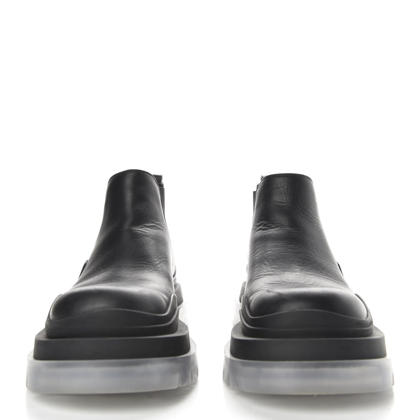 Calfskin The Tire Cropped Chelsea Short Boots 36 Black Transparent