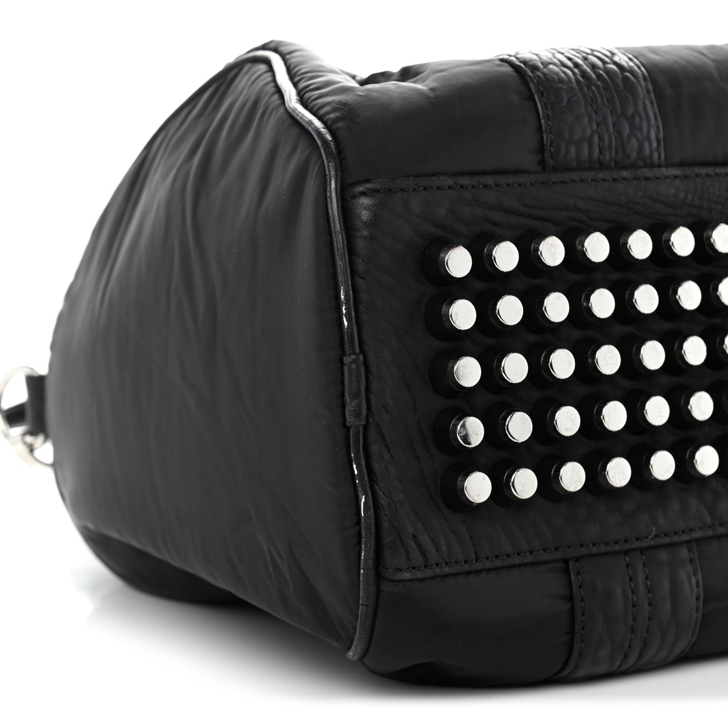 Nylon Pebbled Lambskin Rocco Nickel Hardware Black