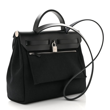 Hermes Military Toile Vache Hunter Herbag Zip Retourne 31 PM Black 4 of 12