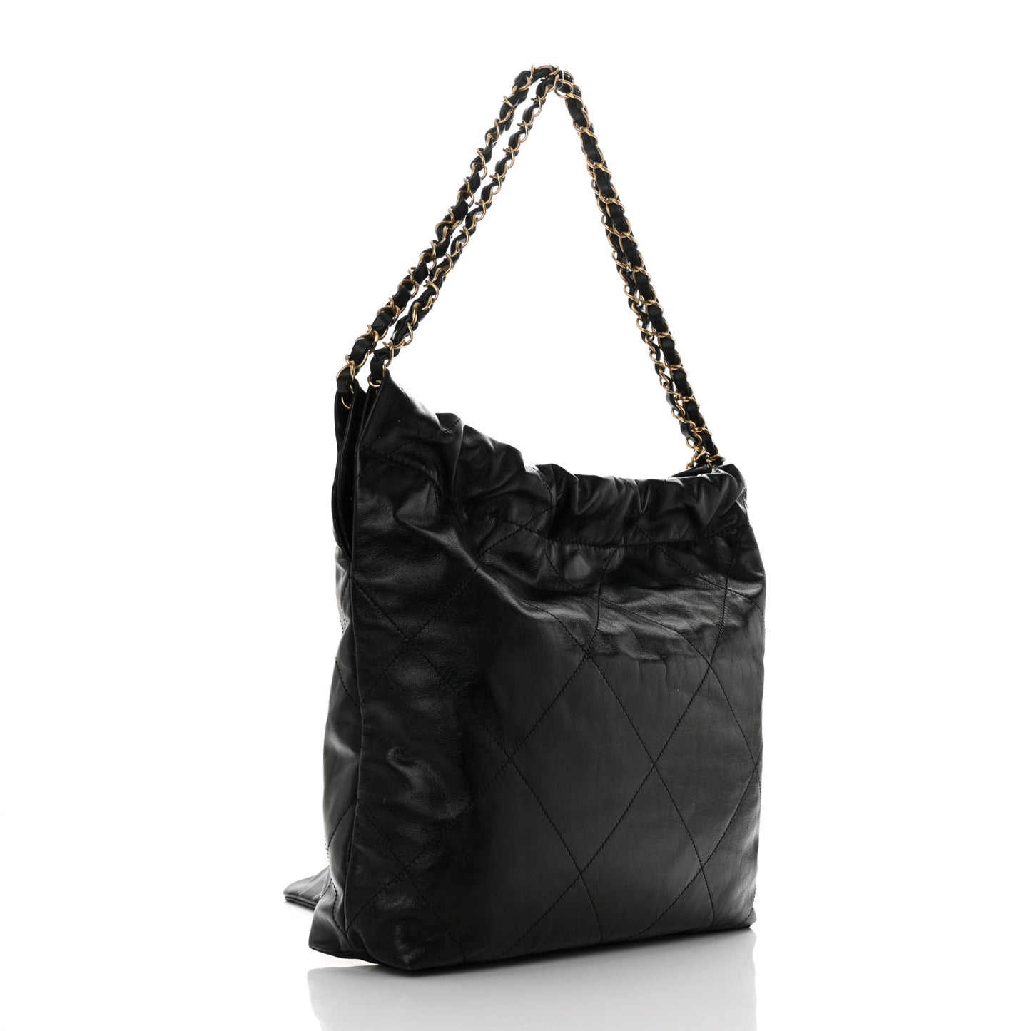 Shiny Calfskin Quilted Small Chanel 22 Black