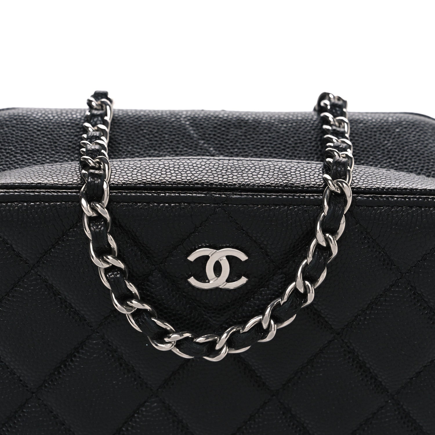 Chanel Caviar Quilted CC Vanity Case With Chain Black 8 of 10