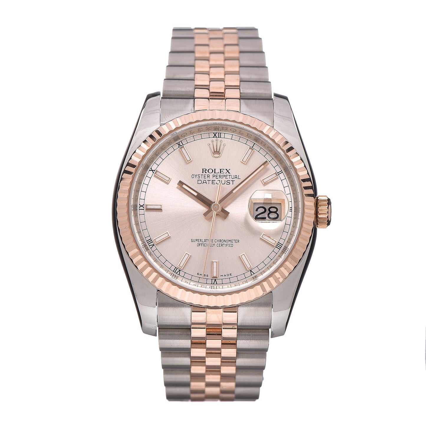 Stainless Steel 18K Everose Gold 36mm Oyster Perpetual DateJust Watch Pink 116231