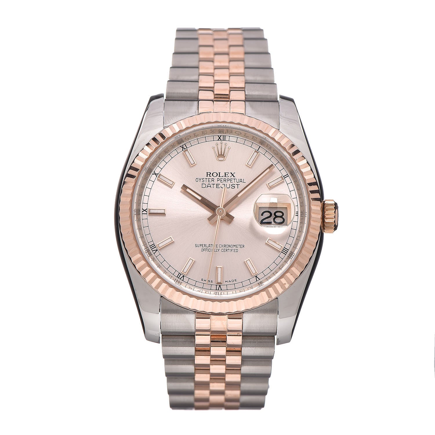 Rolex Stainless Steel 18K Everose Gold 36mm Oyster Perpetual DateJust Watch Pink 116231 1 of 7