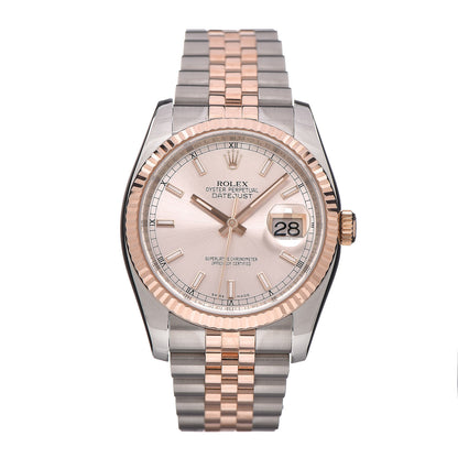 Rolex Stainless Steel 18K Everose Gold 36mm Oyster Perpetual DateJust Watch Pink 116231 1 of 7