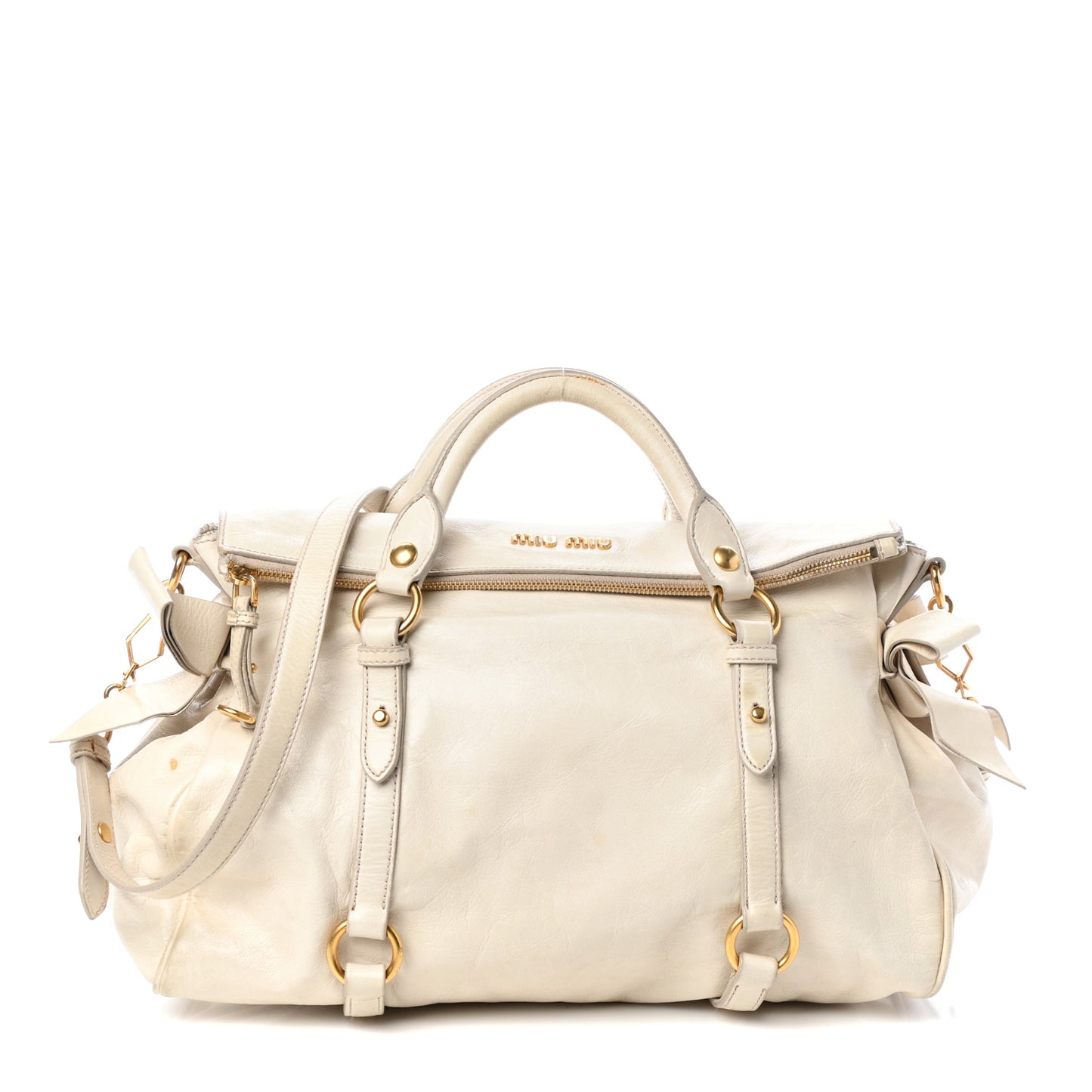Vitello Lux Medium Bow Bag Talco
