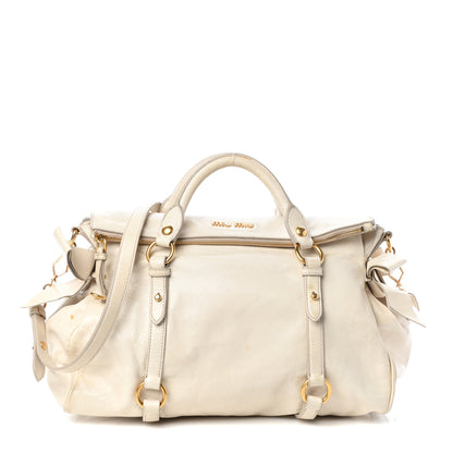 Miu Miu Vitello Lux Medium Bow Bag Talco 1 of 11
