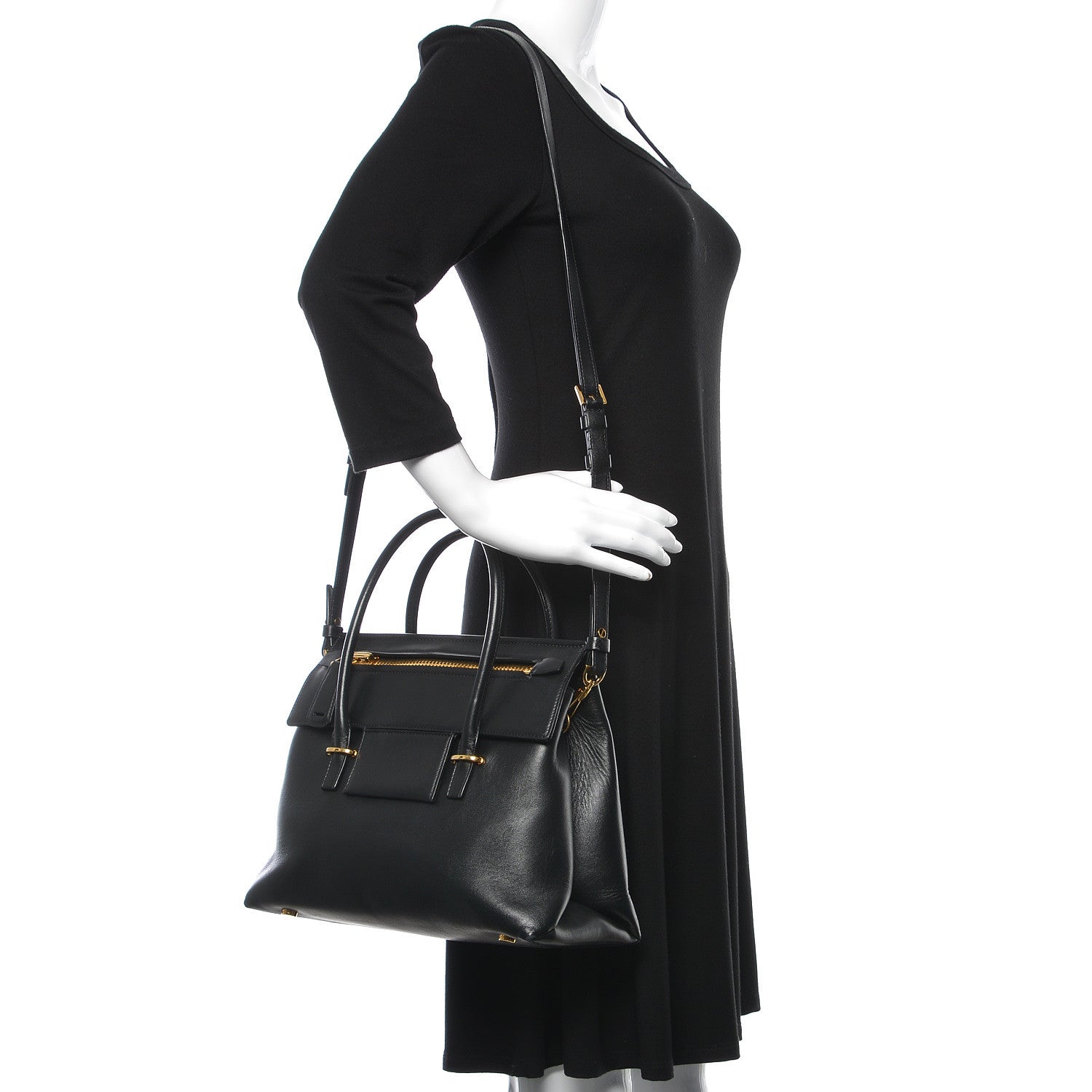 Tom Ford Smooth Calfskin Medium Icon Bag Black 2 of 12