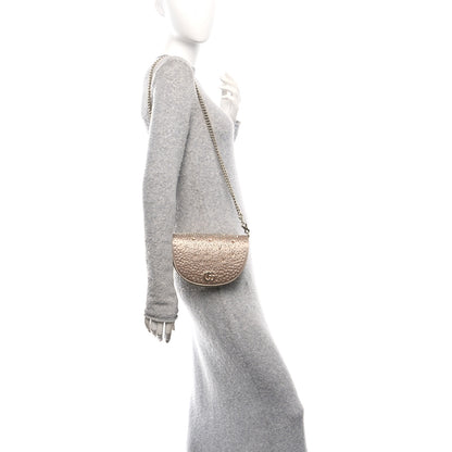 Gucci Satin Crystal Half Moon Chain Shoulder Bag Beige 2 of 11