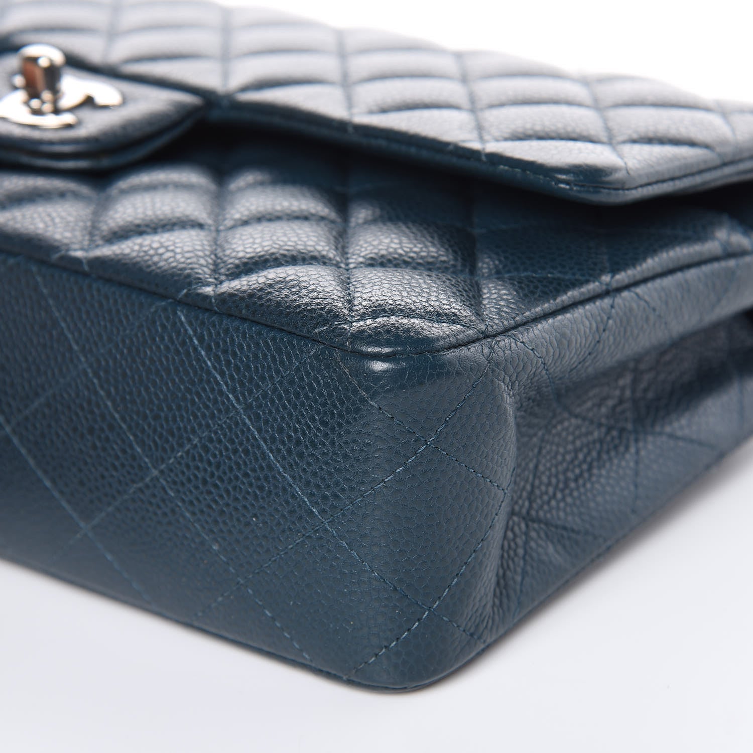 Chanel Caviar Quilted Medium Double Flap Dark Turquoise 9 of 13