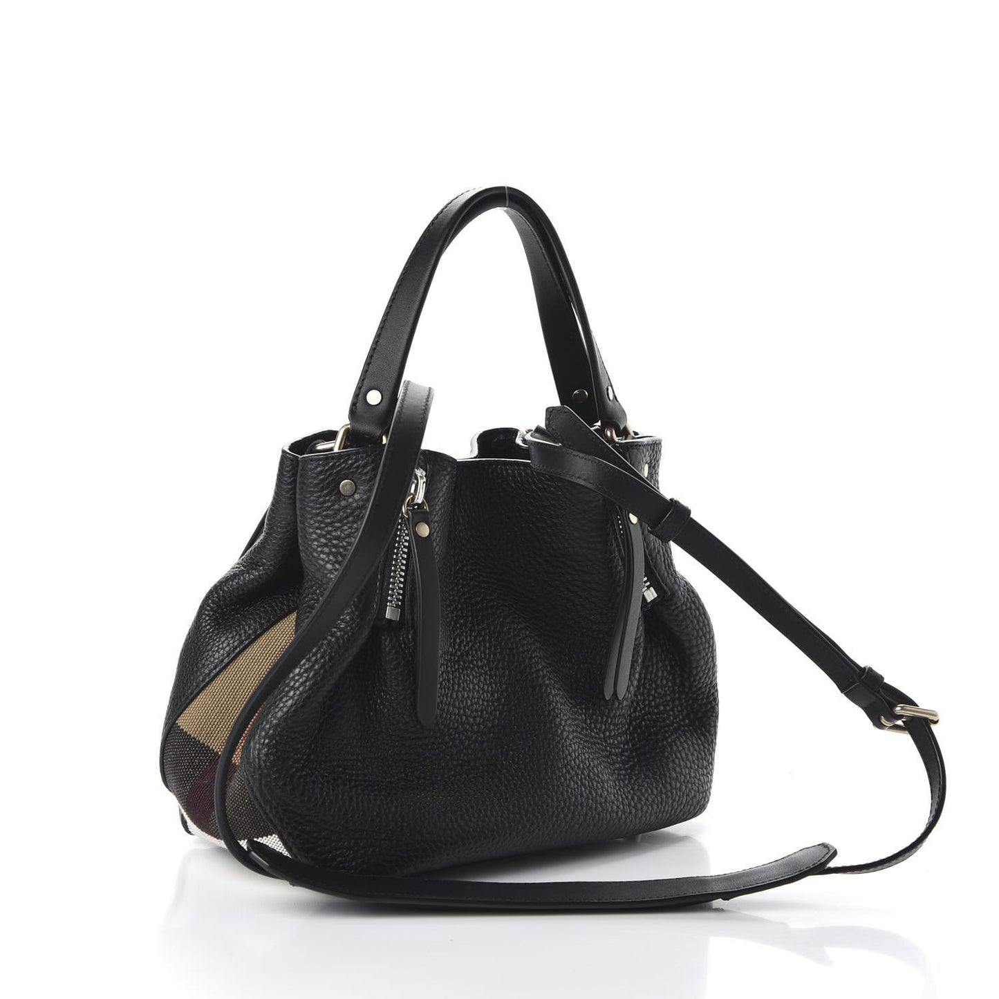 Grainy Calfskin House Check Small Maidstone Black