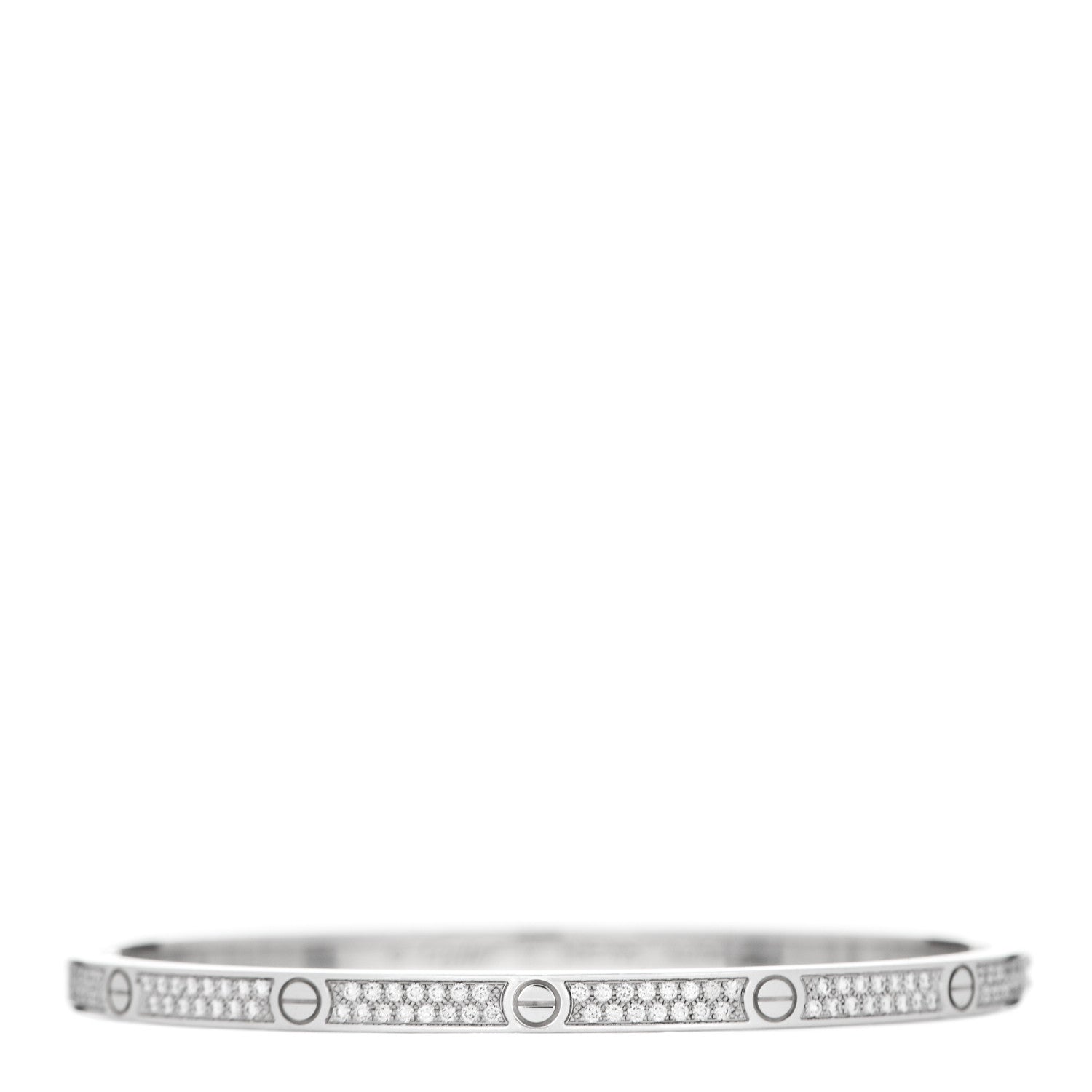 Cartier 18K White Gold Diamond Small LOVE Paved Bracelet 17 1 of 5