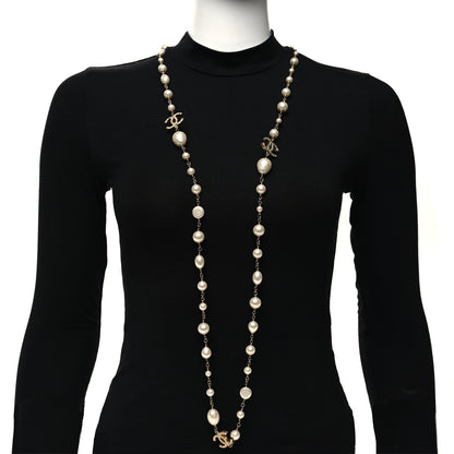 Chanel Pearl CC Long Necklace Light Gold 2 of 4
