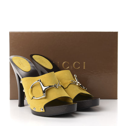 Gucci Suede Icon Bit Clog Slide Sandals 8.5 Citrus 11 of 11