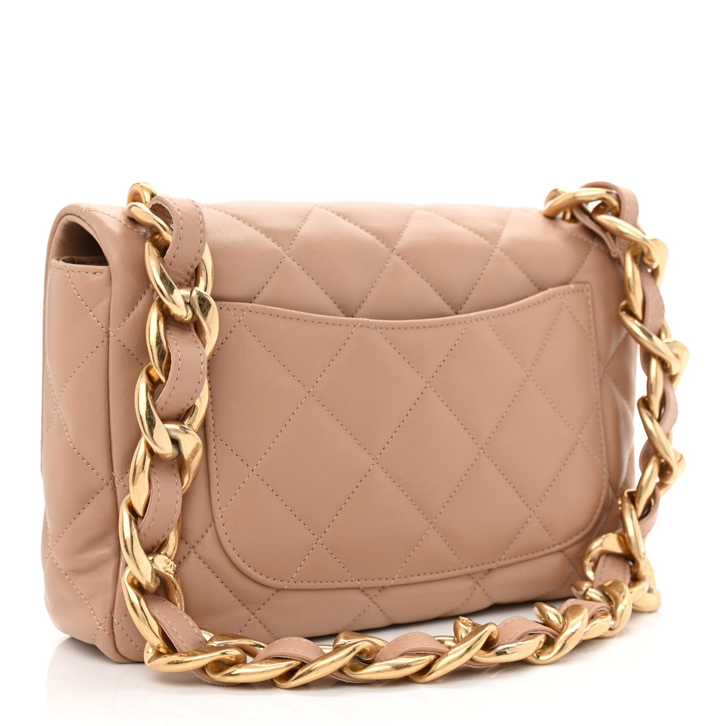 Lambskin Quilted Large CC Funky Town Flap Beige