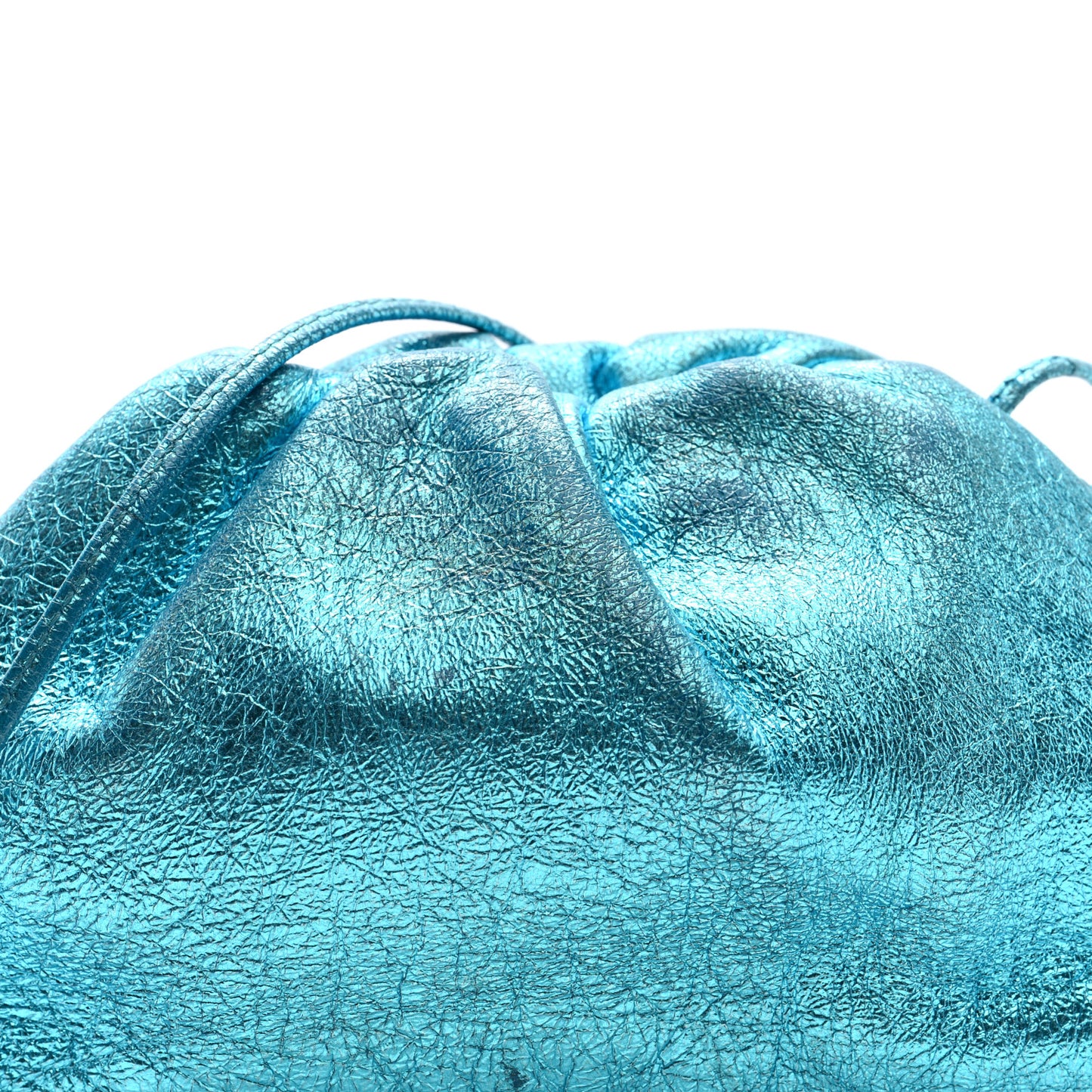 Metallic Crushed Calfskin The Mini Pouch Sky Blue