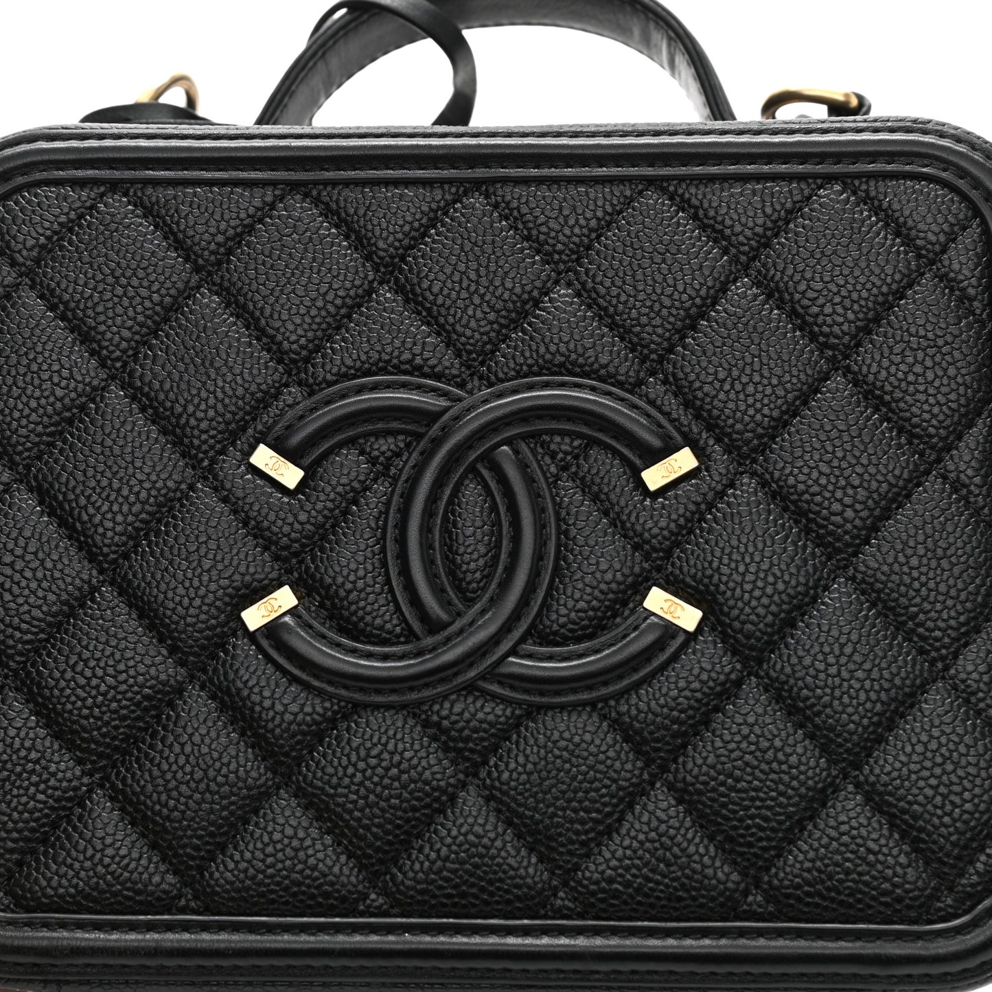 Caviar Quilted Medium CC Filigree Vanity Case Black