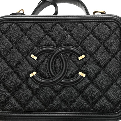 Chanel Caviar Quilted Medium CC Filigree Vanity Case Black 11 of 12