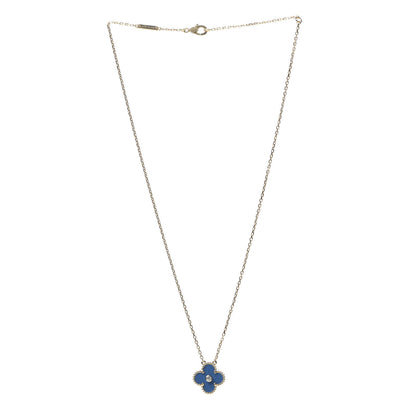 Van Cleef & Arpels 18K Yellow Gold Diamond Celestial Blue Sevres Porcelain Vintage Alhambra Pendant Necklace 3 of 8