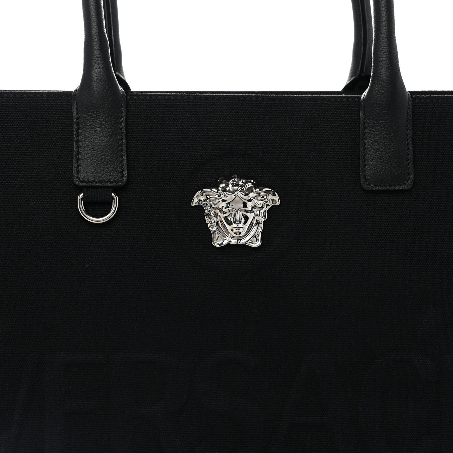 Versace Canvas Calfskin Large La Medusa Tote Bag Black 7 of 10