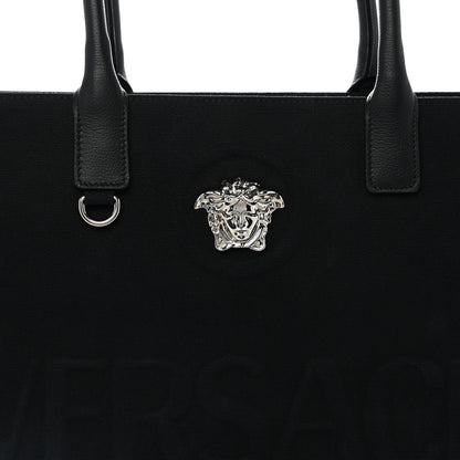 Versace Canvas Calfskin Large La Medusa Tote Bag Black 7 of 10