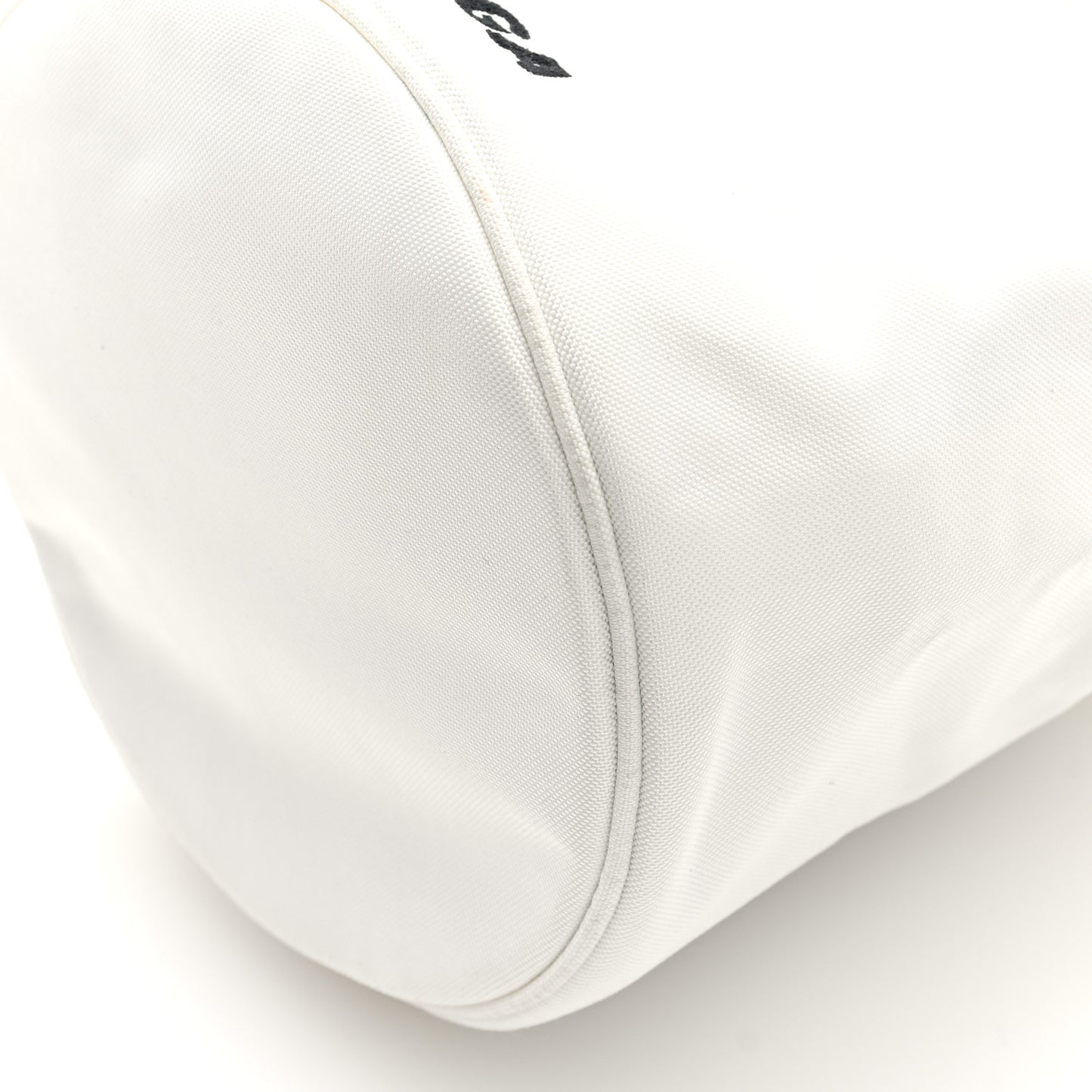 Recycled Sport Nylon Logo Embroidered Wheel Drawstring Bucket Bag XS White