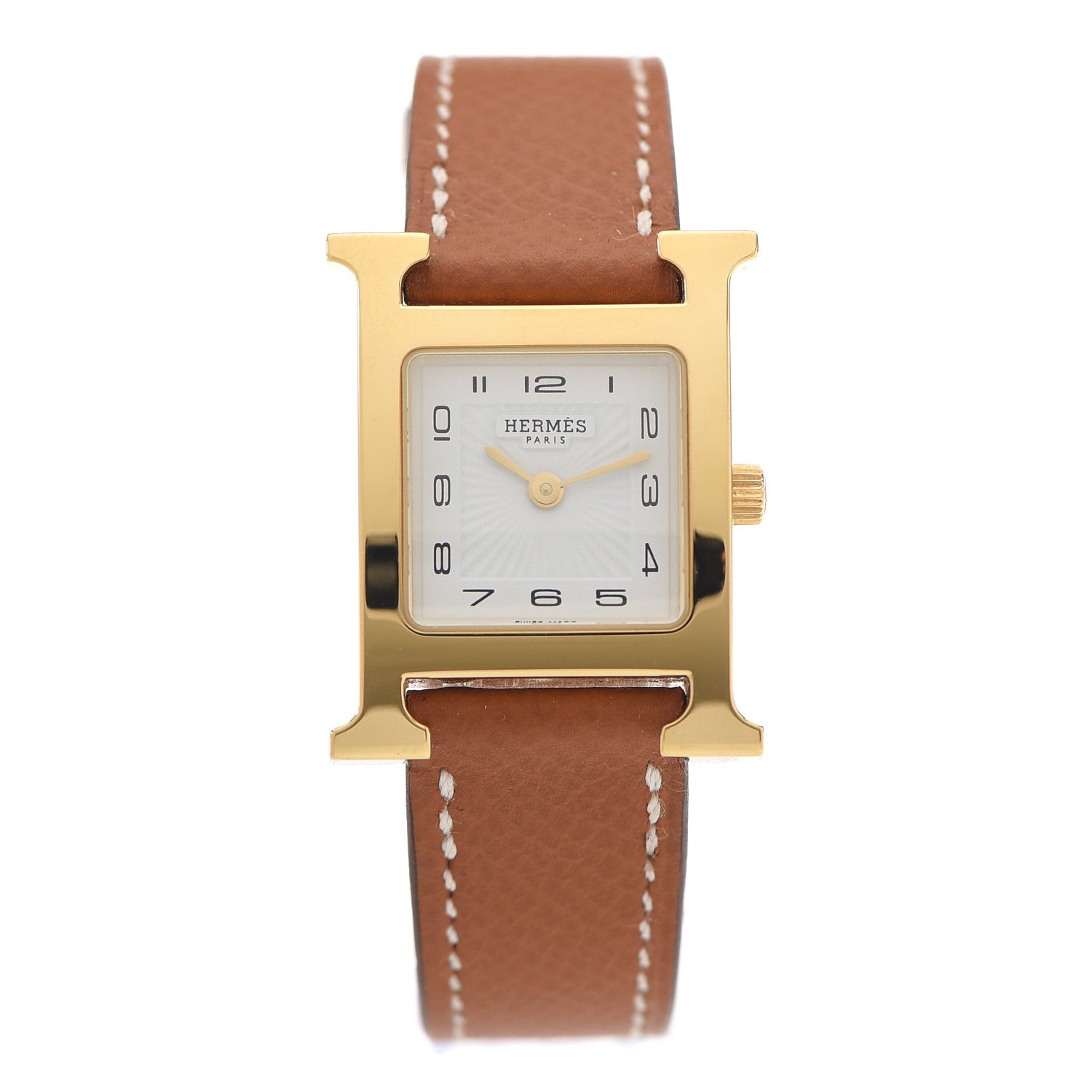 Hermes Stainless Steel Epsom 21mm Heure H Hour Quartz Watch Gold 1 of 5
