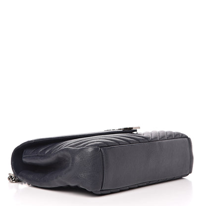 Saint Laurent Sheepskin Matelasse Chevron Monogram Large College Satchel Navy Blue 4 of 19