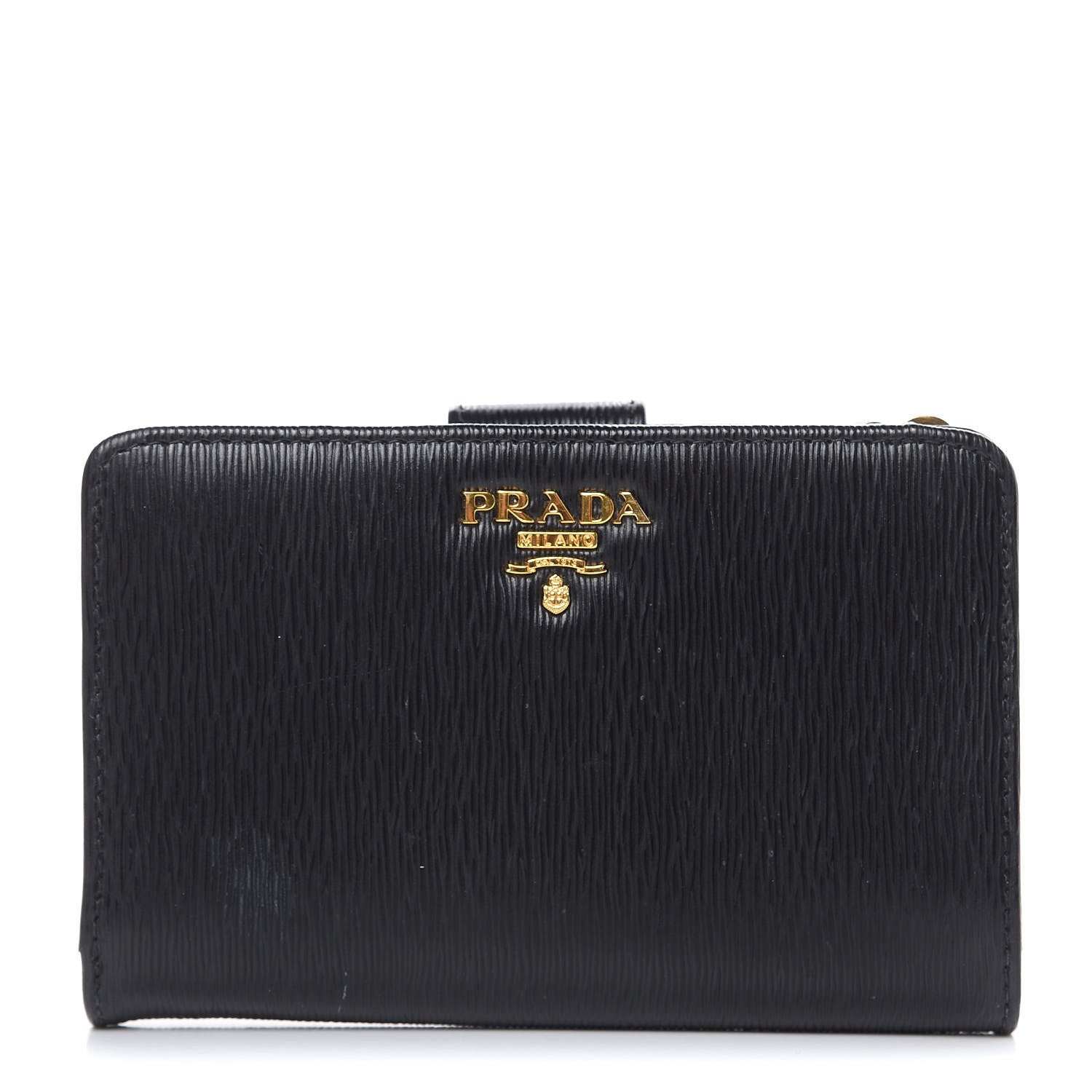 Prada Vitello Move Metal Compact Wallet Black 1 of 9