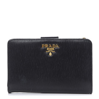 Prada Vitello Move Metal Compact Wallet Black 1 of 9