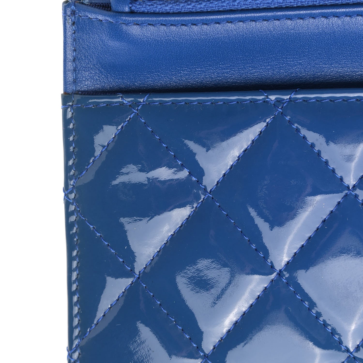 Chanel Patent Quilted Wallet On Chain WOC Dark Blue 16 of 17