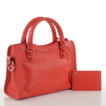 Balenciaga Matte Goatskin Rubber Covered Classic Hardware Mini City Rouge Coquelicot Rouge Braise 3 of 8