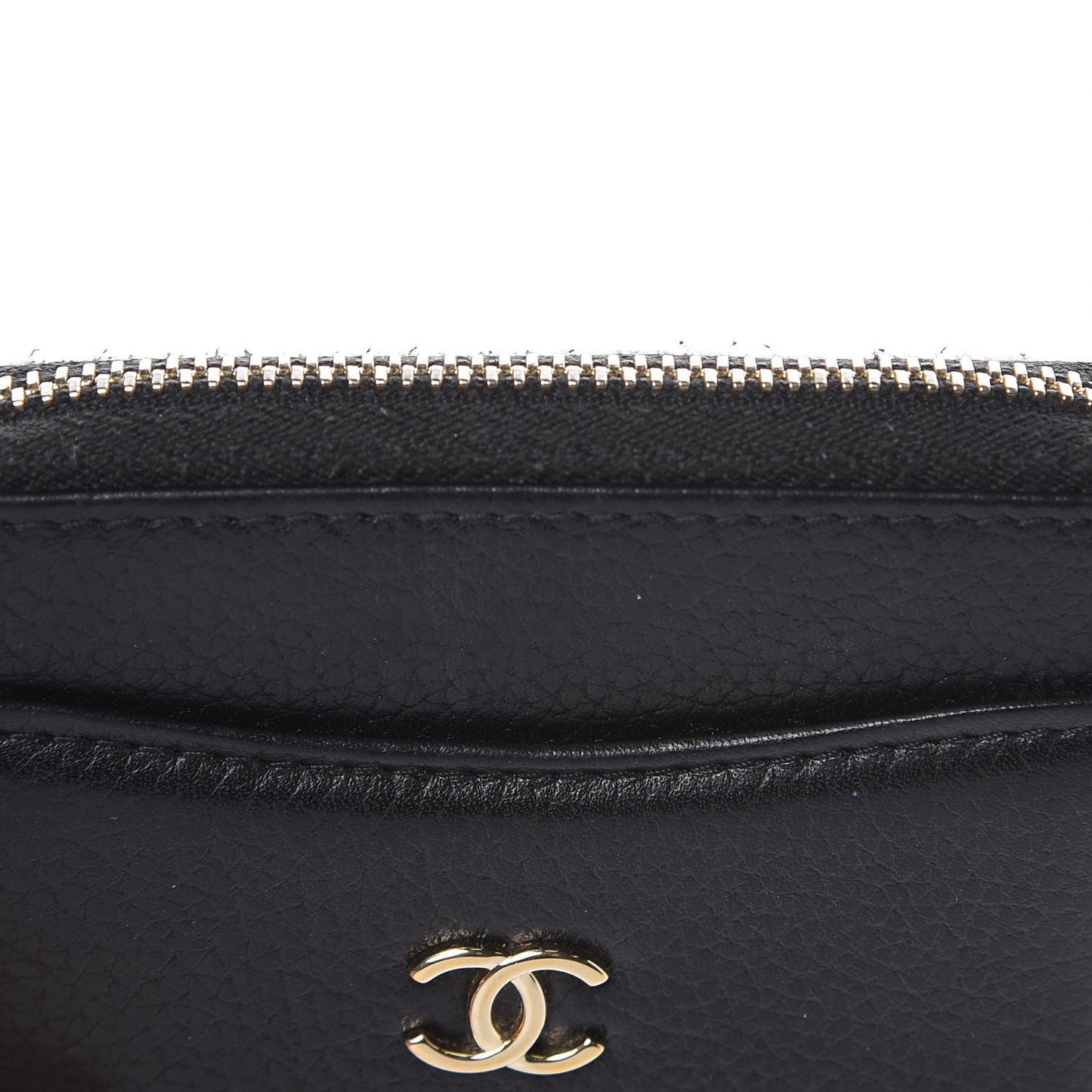 Grained Calfskin Neo Executive Zip Coin Purse Black