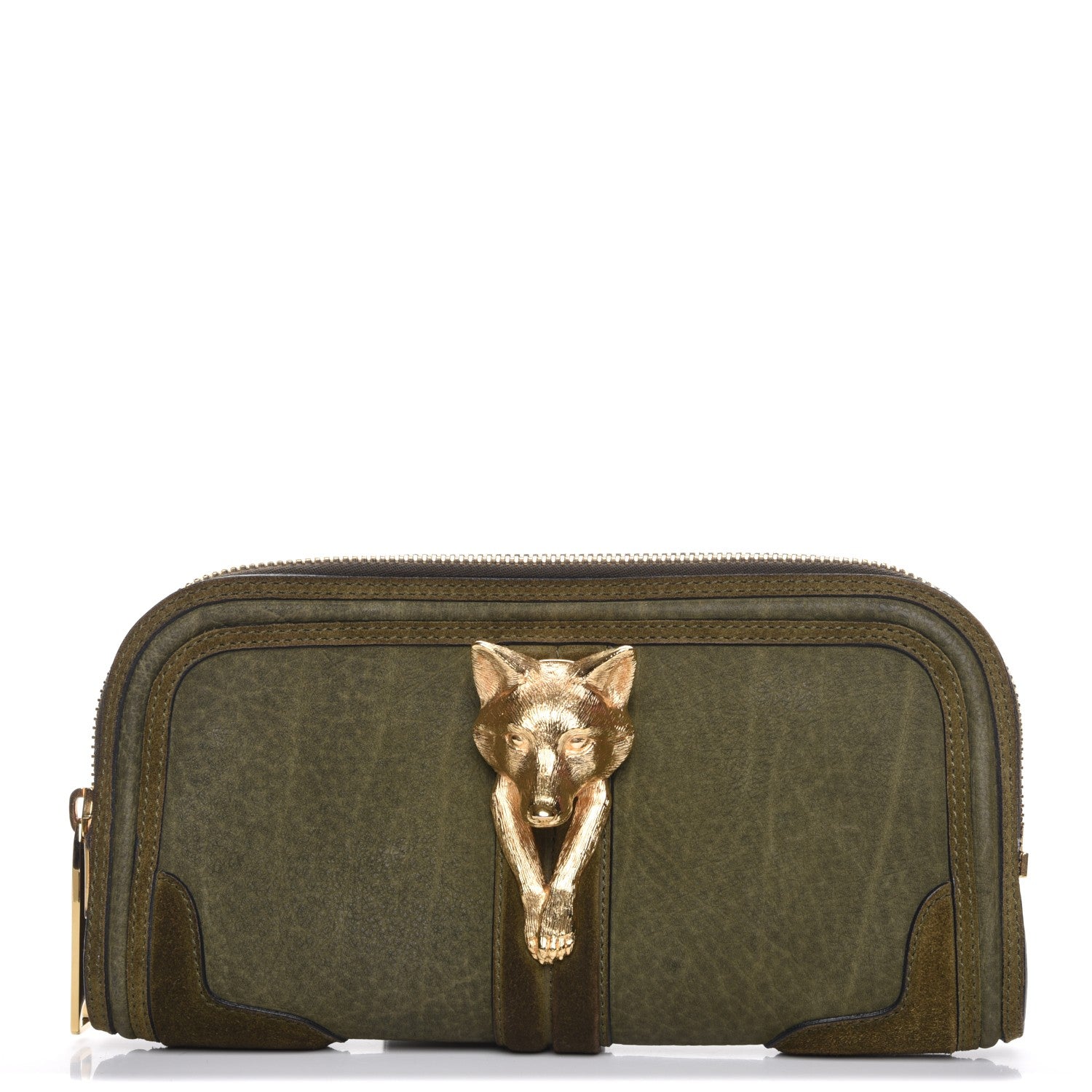Burberry Prorsum Grainy Nubuck Alma Fox Clutch Olive 1 of 11