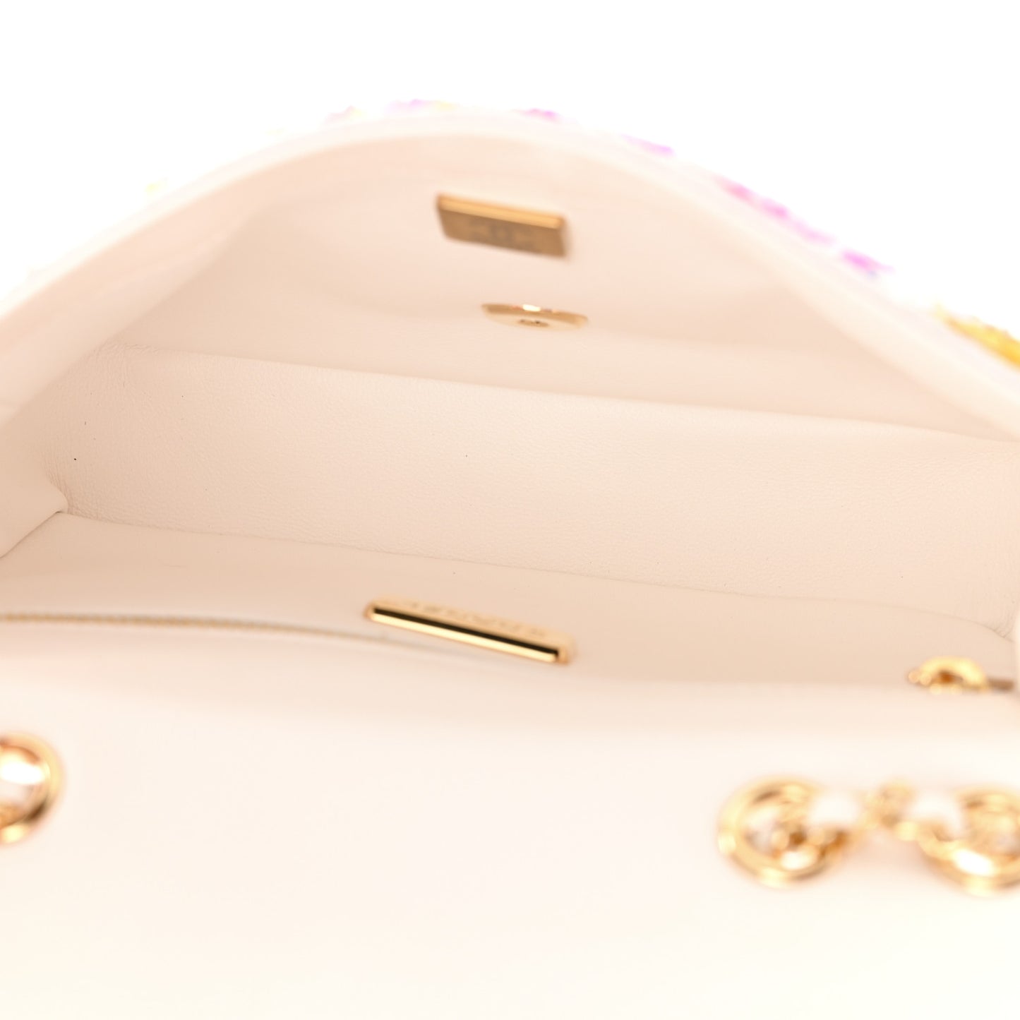 Sequin Logo Mini Rectangular Flap White Multicolor