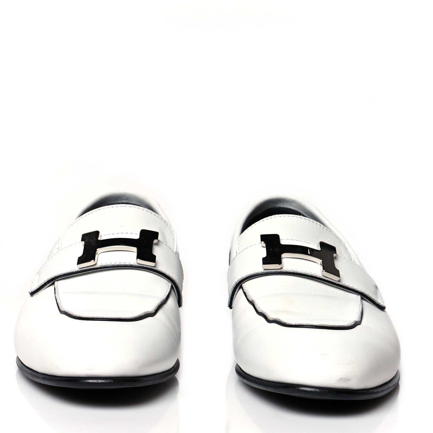 Hermes Calfskin Womens Paris Loafers 35.5 White 2 of 9