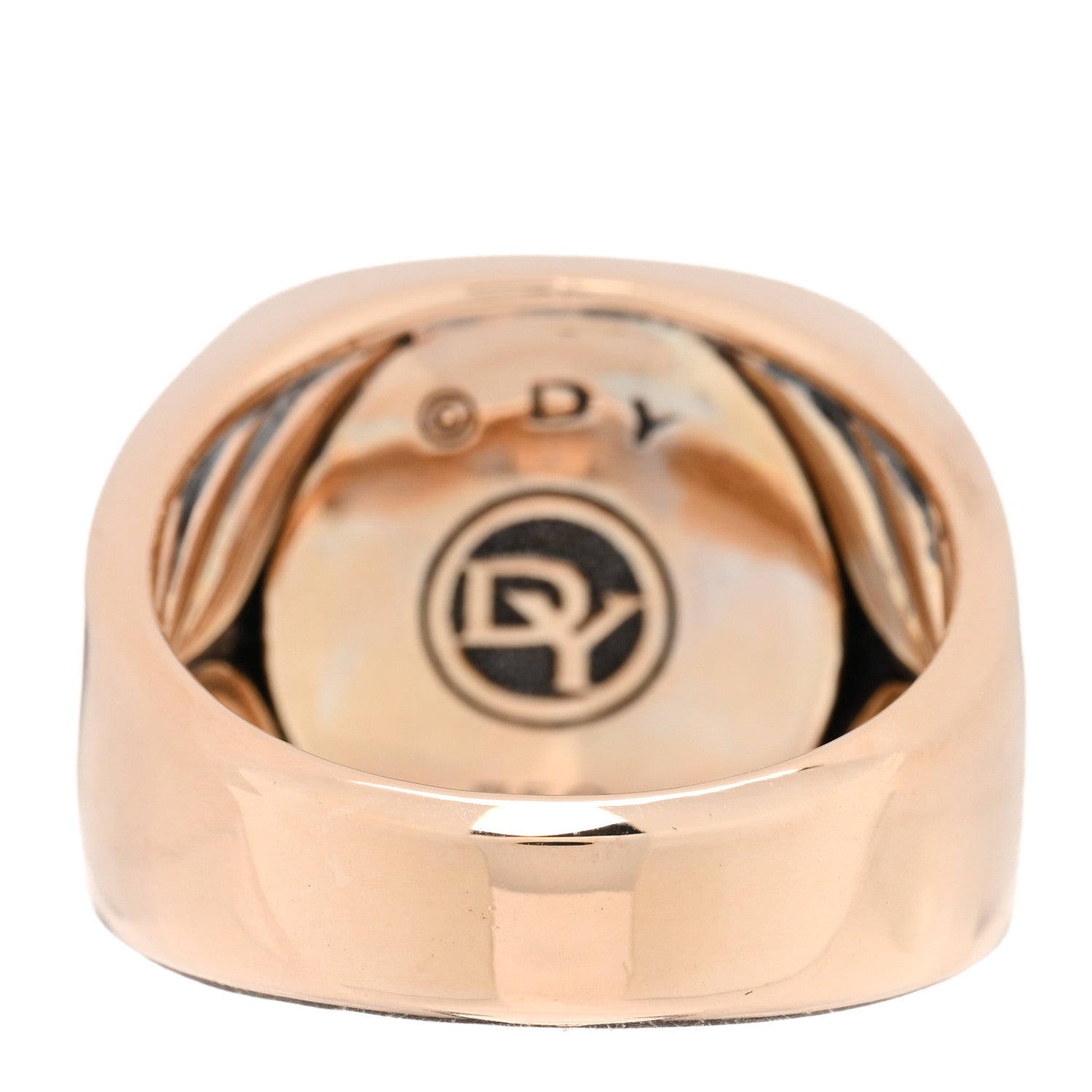 David Yurman 18K Rose Gold Cognac Diamond 18.6mm Streamline Signet Ring 61 9.75 3 of 4