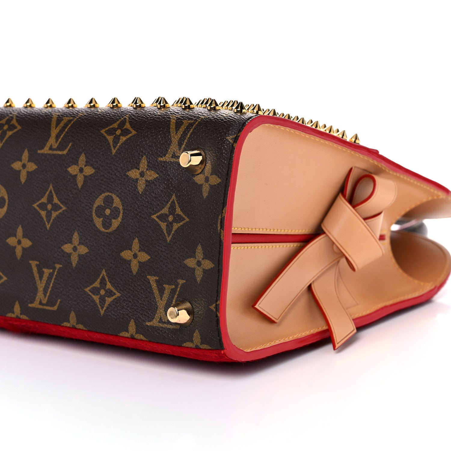 Louis Vuitton Monogram Calf Hair Spikes Iconoclasts Christian Louboutin Tote Red 8 of 18