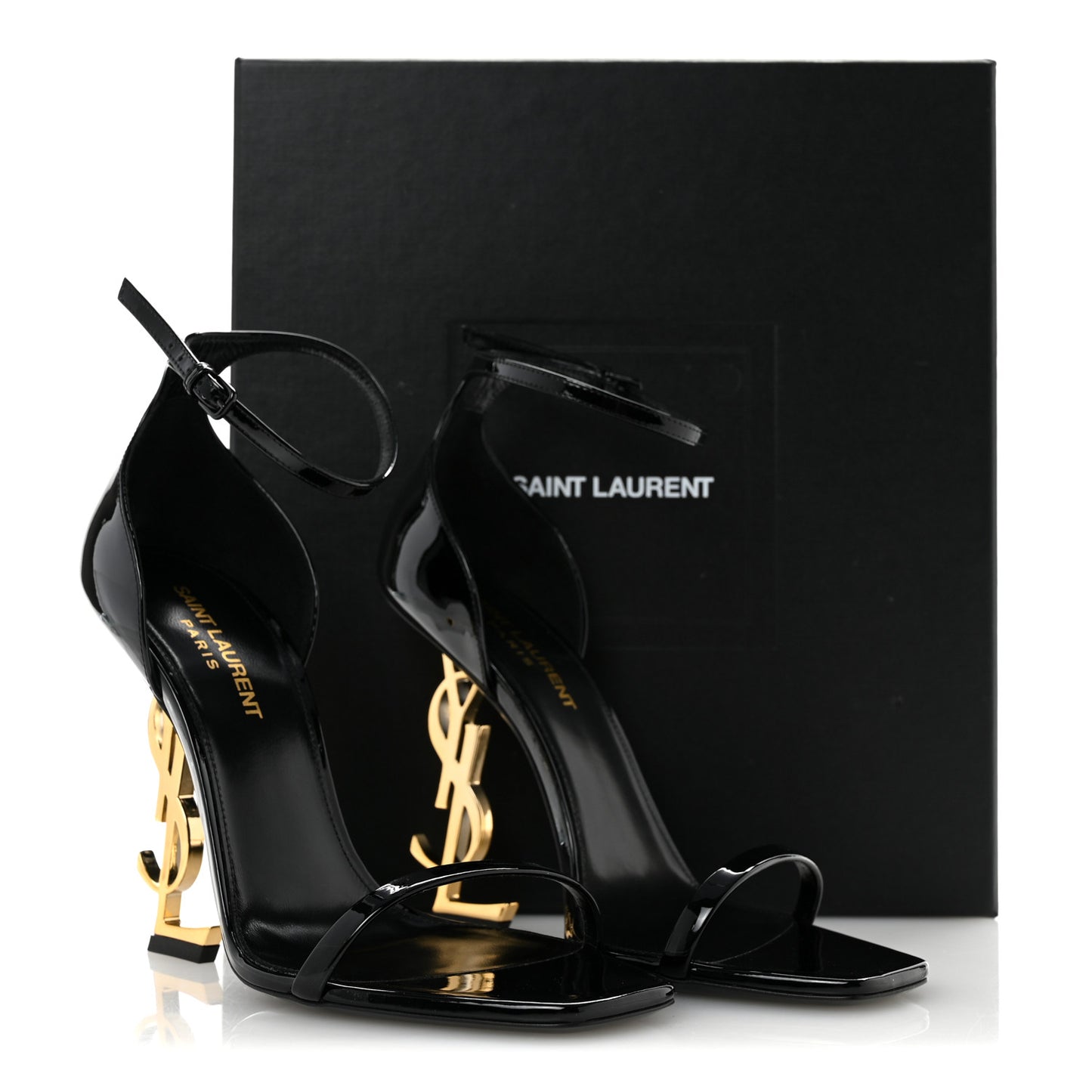 Patent Calfskin Opyum 110 Sandals 38 Black Gold