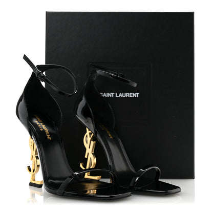 Saint Laurent Patent Calfskin Opyum 110 Sandals 38 Black Gold 11 of 11