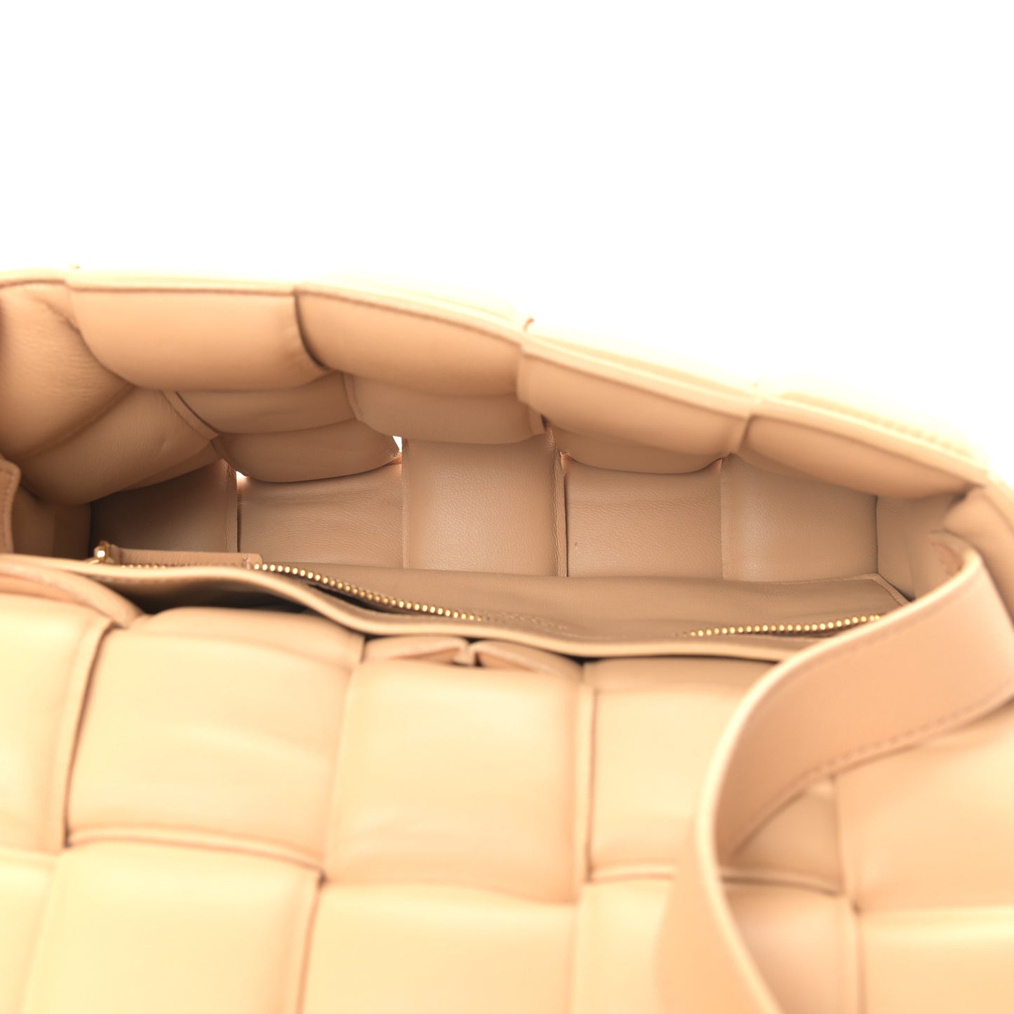 Nappa Maxi Intreccio Padded Cassette Crossbody Bag Almond