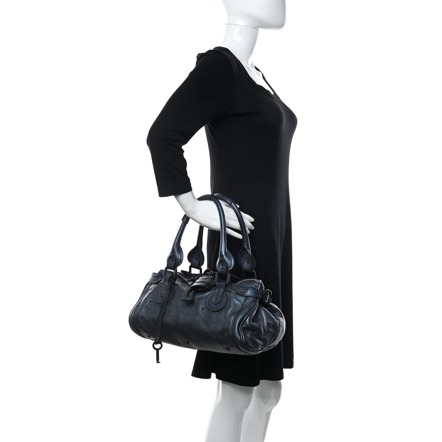 Chloe Metallic Calfskin Medium Paddington Satchel Blue 2 of 12