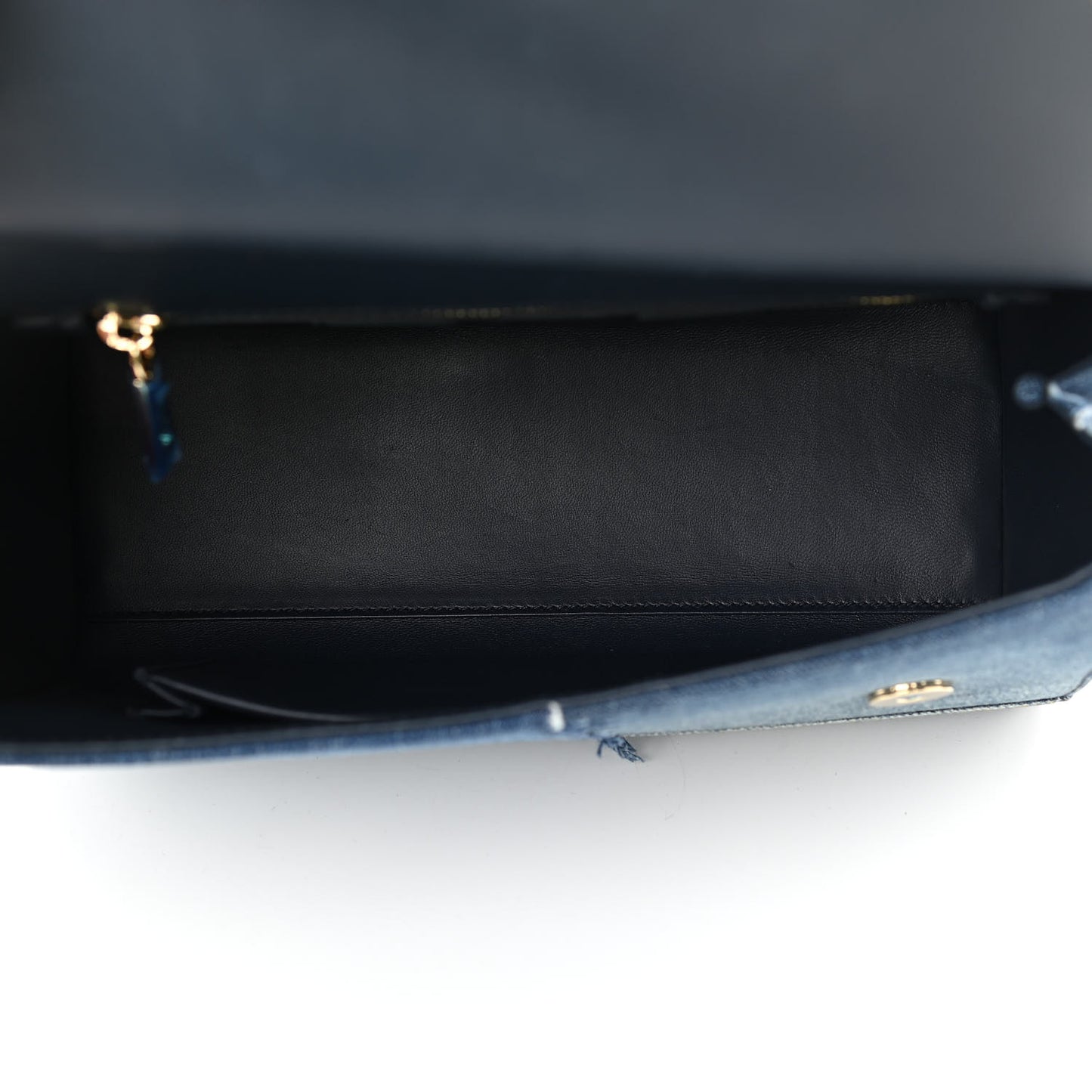 Calfskin Denim Patchwork Medium Miss Sicily Satchel Blue