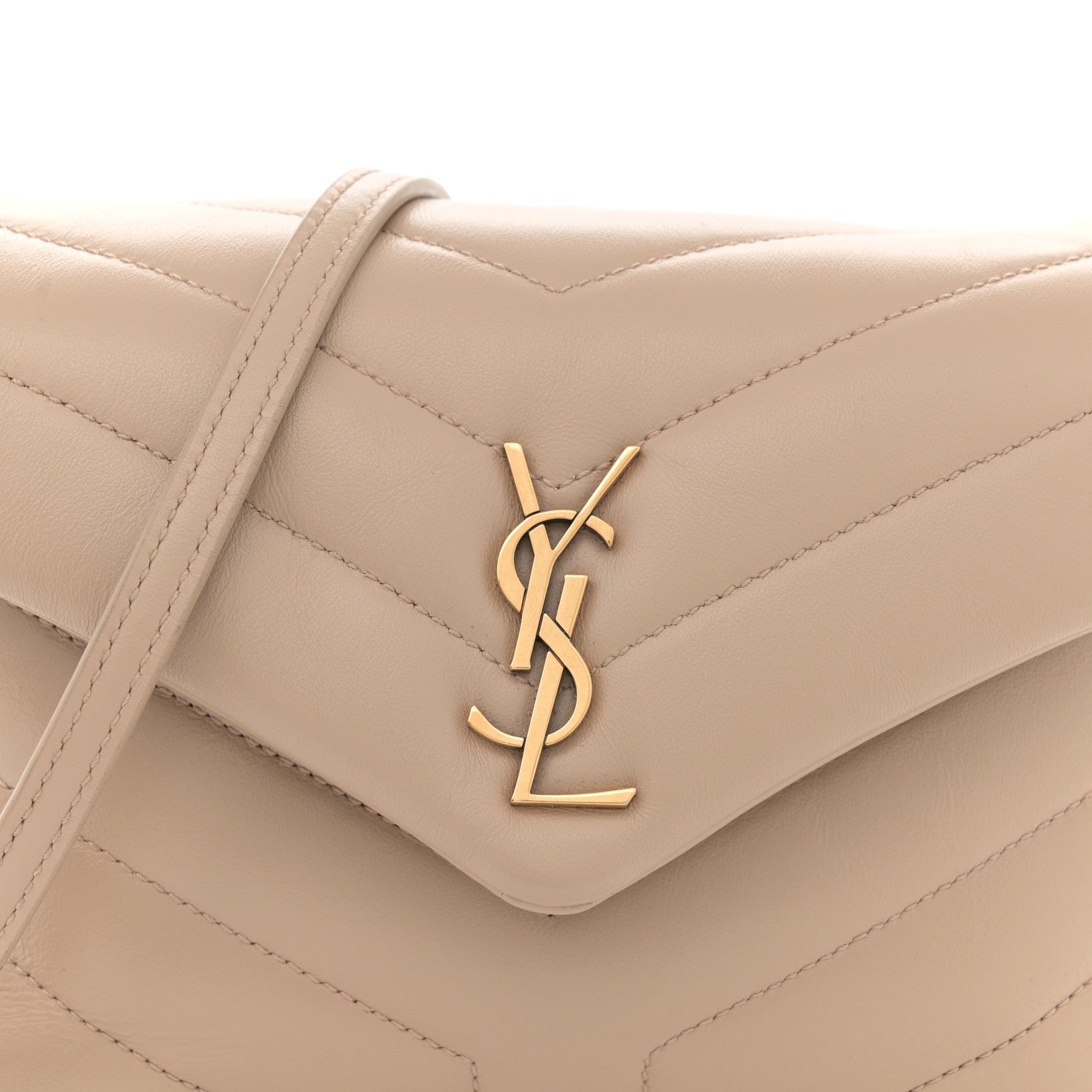 Saint Laurent Calfskin Y Quilted Monogram Toy Loulou Crossbody Bag Dark Beige 8 of 12