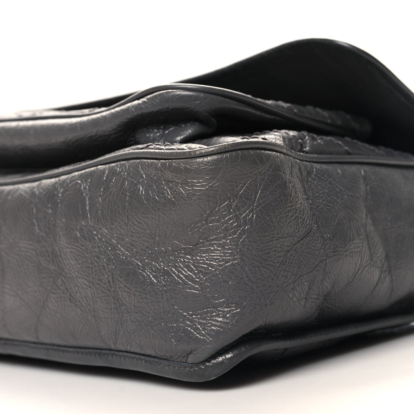 Crinkled Calfskin Matelasse Monogram Large Niki Chain Satchel Storm
