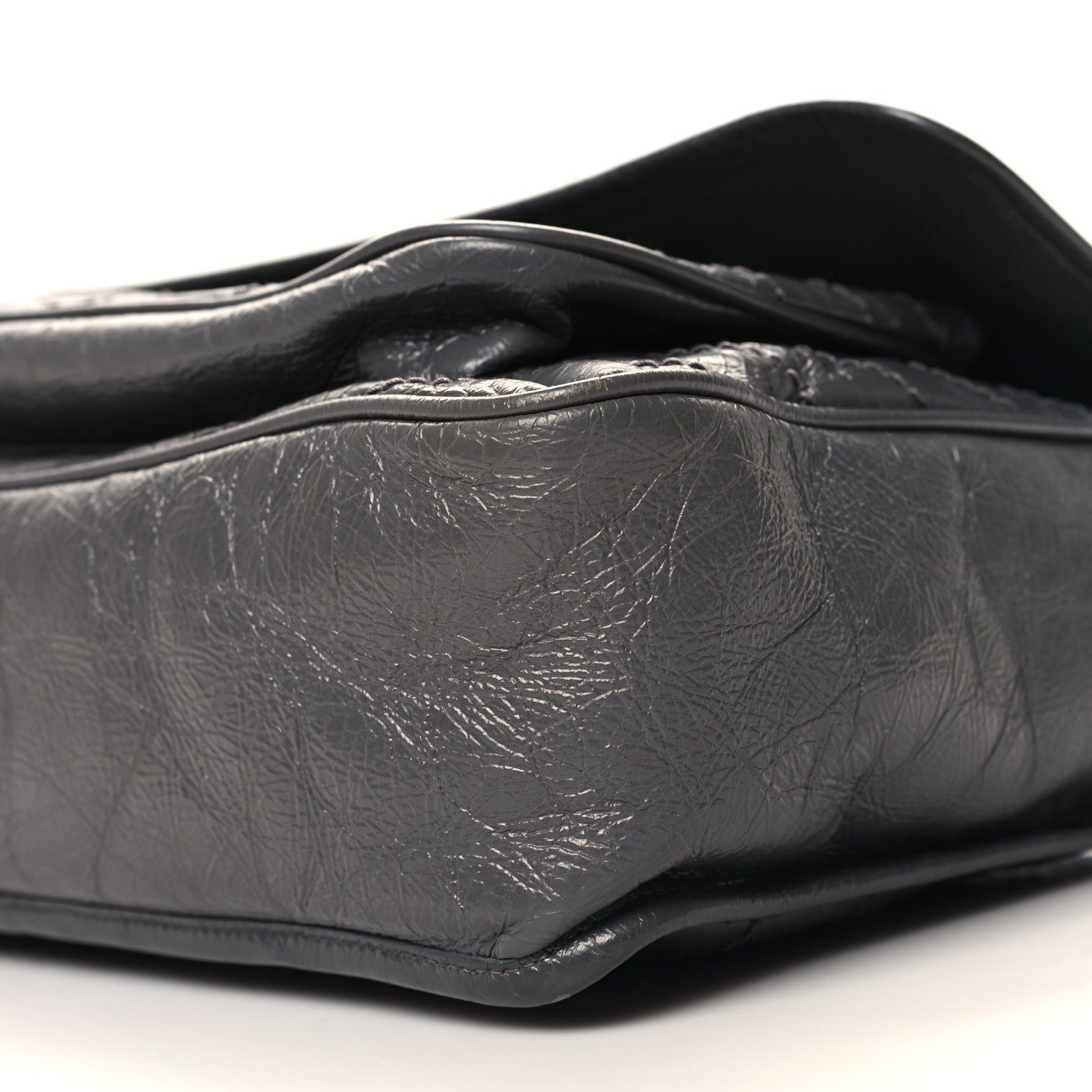 Saint Laurent Crinkled Calfskin Matelasse Monogram Large Niki Chain Satchel Storm 10 of 11
