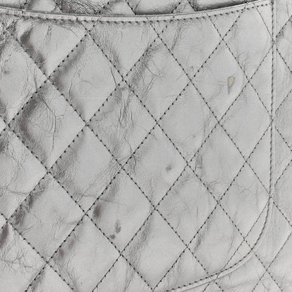 Chanel Metallic Crumpled Calfskin Quilted Large Slide Pouch Silver 9 of 13