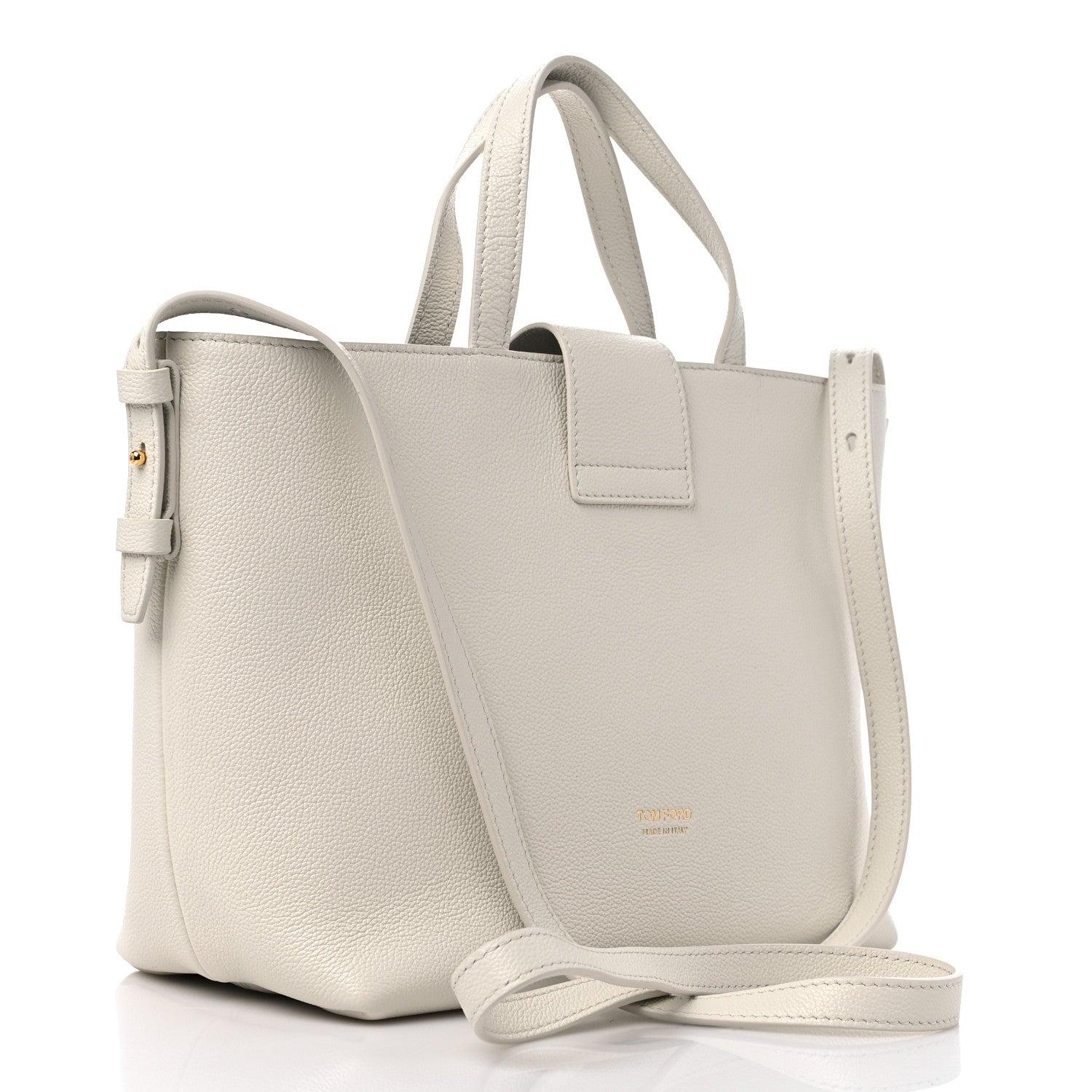 Tom Ford Grained Calfskin Mini TF East West Tote White 3 of 9
